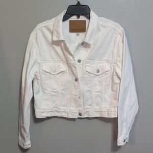American Eagle Outfitters Women's White Jean Jacket LARGE